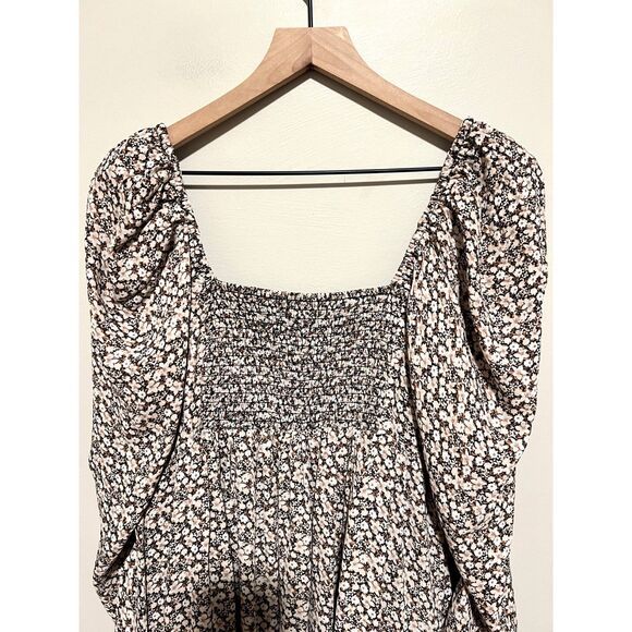 Abercrombie & Fitch Puff Sleeve Ruffle Smocked Mini Dress Women's Size Large - Picture 7 of 11